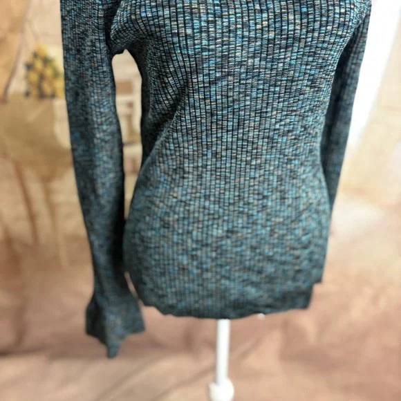 Theory Cabled Print Rib Boat Neck Top Multicolor - Picture 4 of 7